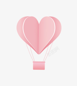 粉色爱心热气球素材