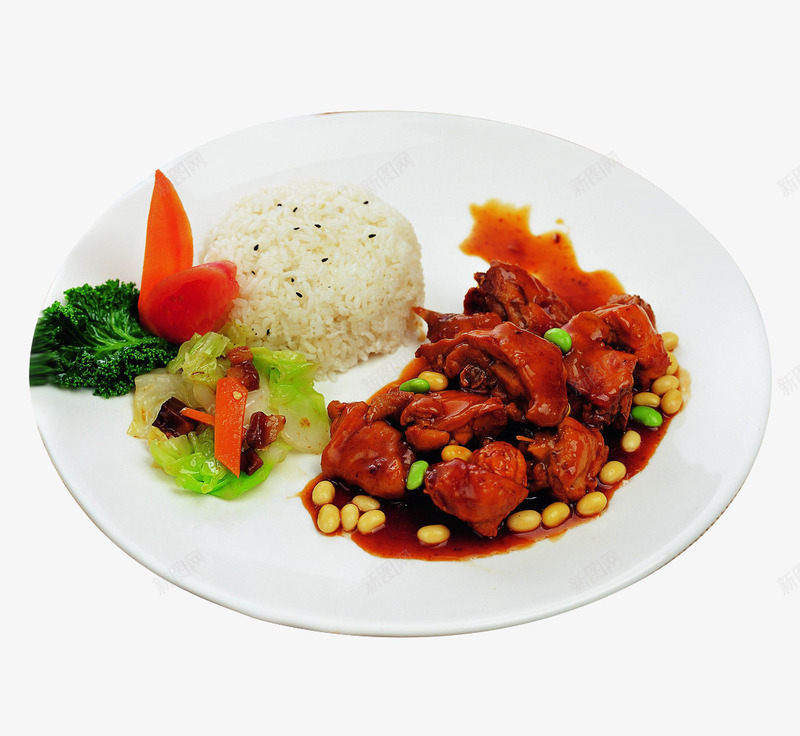 意式红烧汁烩鸡腿饭png免抠素材_新图网 https://ixintu.com 快餐 米饭 美食元素 酱汁 鸡腿 黄豆 黑芝麻