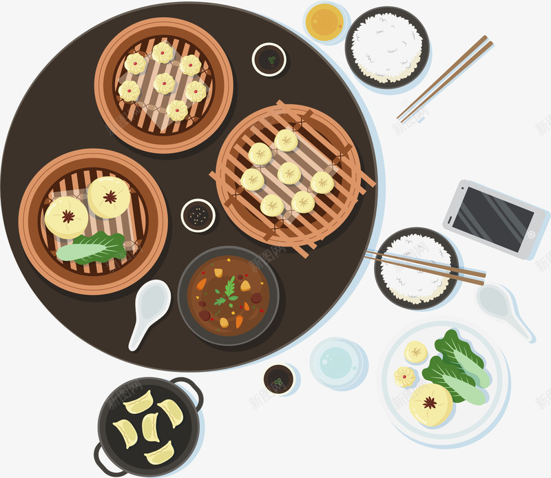 朋友聚餐美味中餐矢量图ai免抠素材_新图网 https://ixintu.com 中餐 小笼包 小笼包插画 朋友聚餐 矢量png 矢量图 美味中餐 聚餐中餐