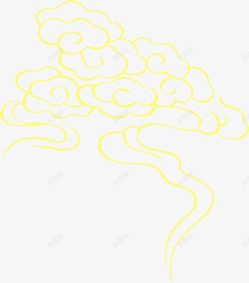 黄色手绘节日云纹png免抠素材_新图网 https://ixintu.com 节日 黄色