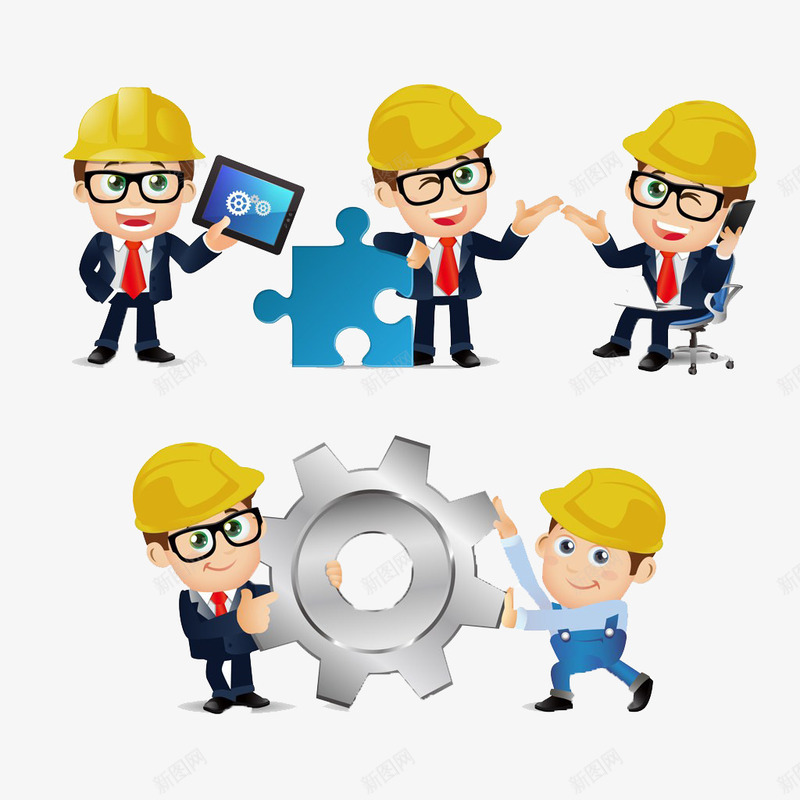 建筑工程师人物png免抠素材_新图网 https://ixintu.com 卡通人物 安全帽 建筑工程师 黄色