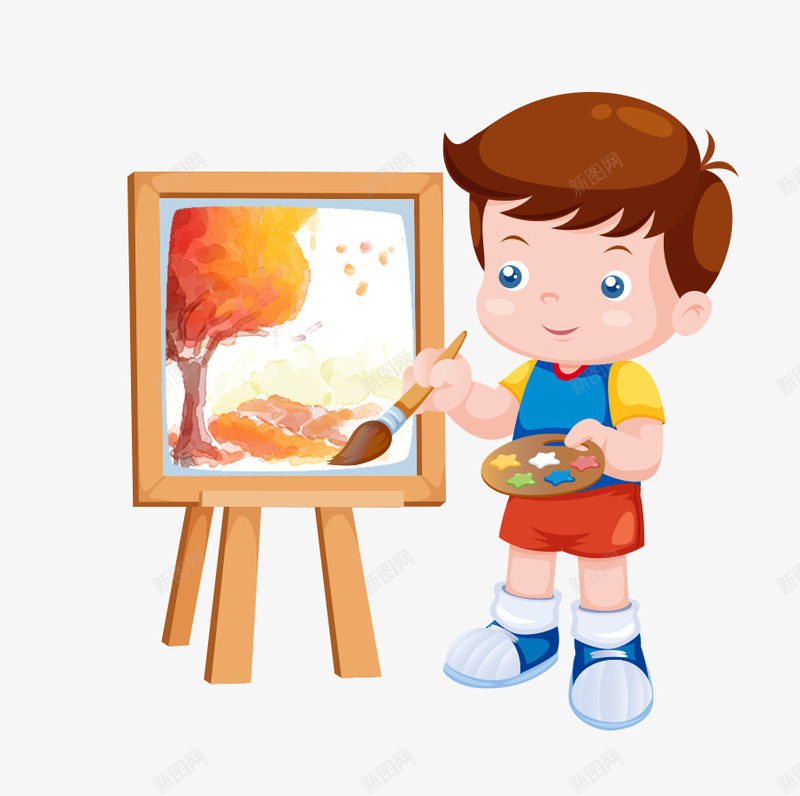 画画的小男孩psd免抠素材_新图网 https://ixintu.com 作画的人 儿童画板 小男孩 画板 画画的人