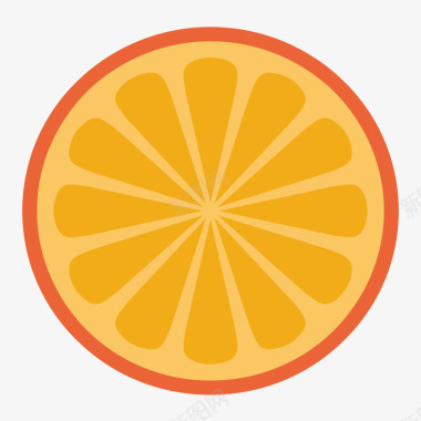 扁平橙子横切面图标图标