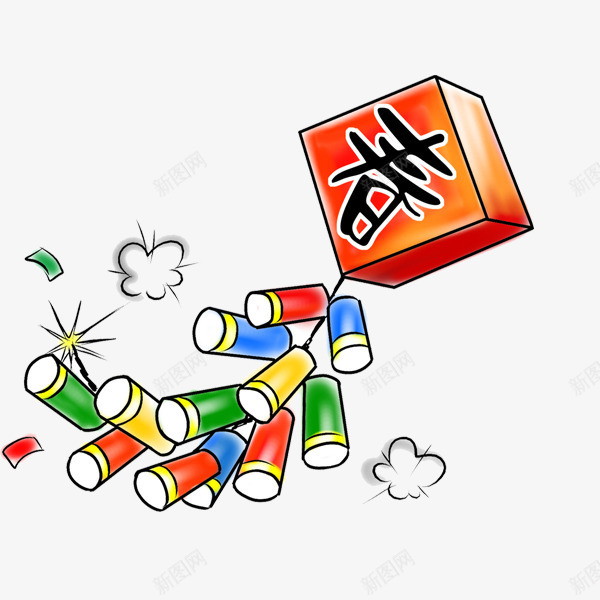 卡通风格的春节鞭炮png免抠素材_新图网 https://ixintu.com 七彩鞭炮素材 卡通鞭炮素材 卡通风格素材 春节节日素材