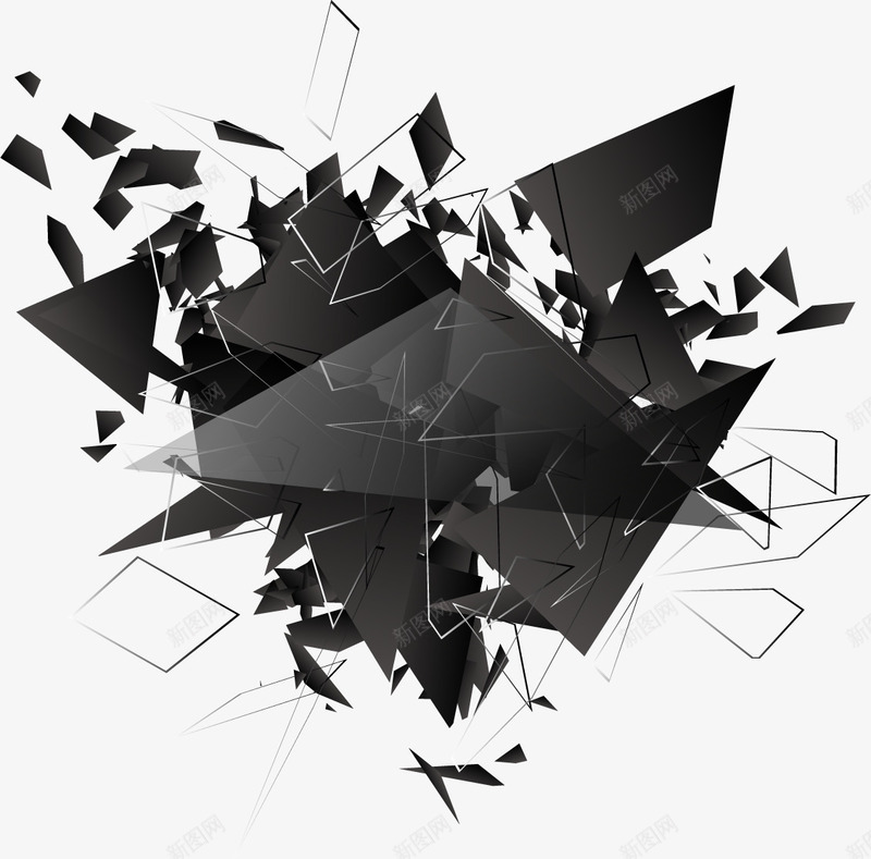 高科技黑色碎片png免抠素材_新图网 https://ixintu.com 几何 分解 未来高科技 矢量素材 碎片 高科技 黑色