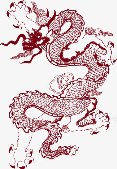 中国古典图腾龙矢量图ai免抠素材_新图网 https://ixintu.com 印章 古典 紫色 龙 矢量图
