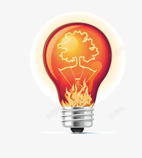 点亮的灯泡png免抠素材_新图网 https://ixintu.com 家具 家居 灯泡 照明 装修