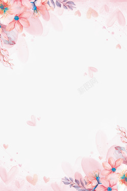 主题艺术字粉红主题花朵花瓣边框高清图片