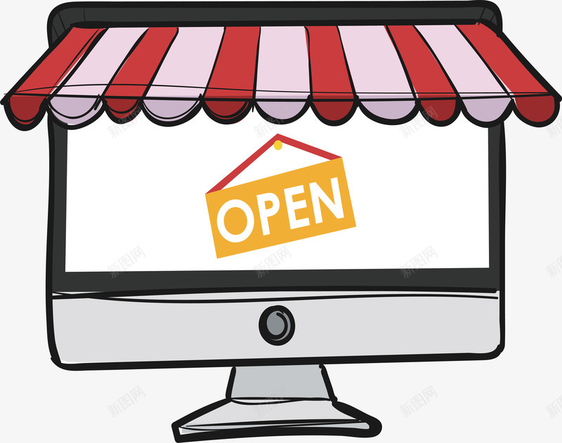 电商正在营业海报png免抠素材_新图网 https://ixintu.com open 手绘电脑 正在营业 电商 电商网站 矢量png