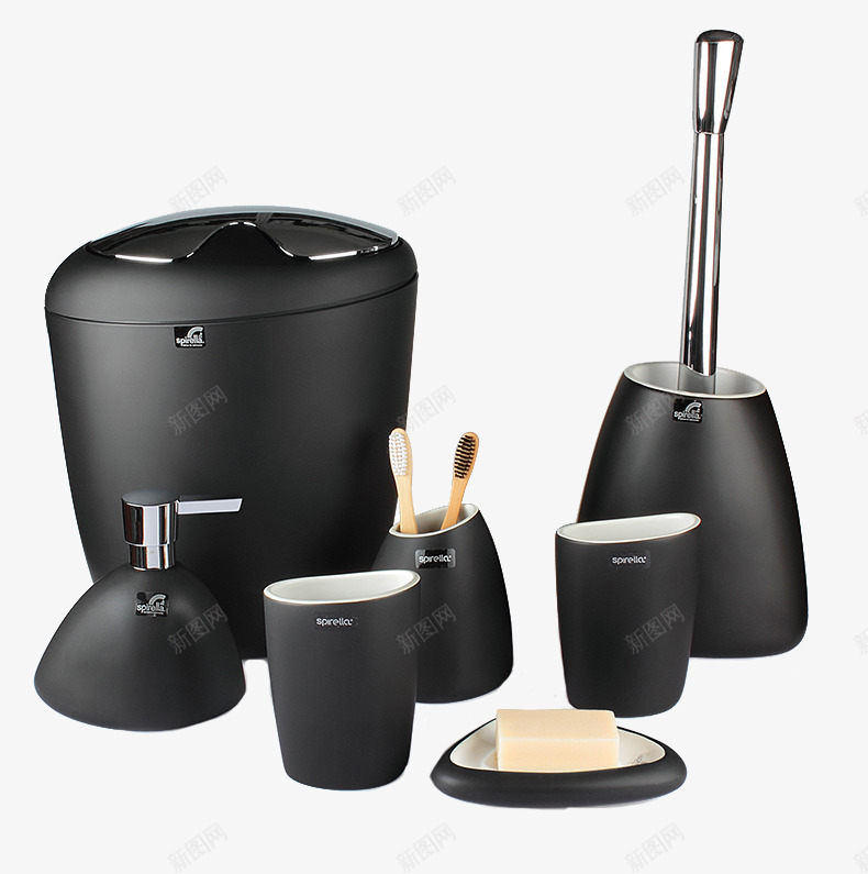 洗漱7件套装png免抠素材_新图网 https://ixintu.com 产品实物 卫生间 哑面 浴室用品 陶瓷