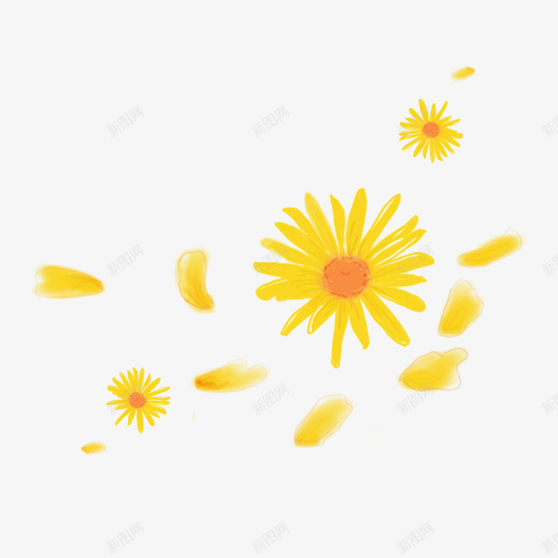 菊花黄色菊花手绘png免抠素材_新图网 https://ixintu.com 手绘 橙色 菊花 菊花图案 黄色