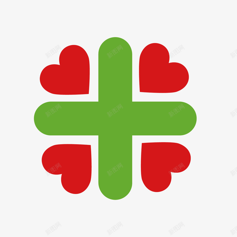 绿色十字架矢量图ai免抠素材_新图网 https://ixintu.com 保护 健康 医疗 十字架 商务 心形 扁平化 红色 绿色 矢量图