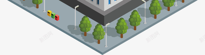 三角形高楼png免抠素材_新图网 https://ixintu.com 卡通 建筑 科技楼 科技楼房 科技楼梯