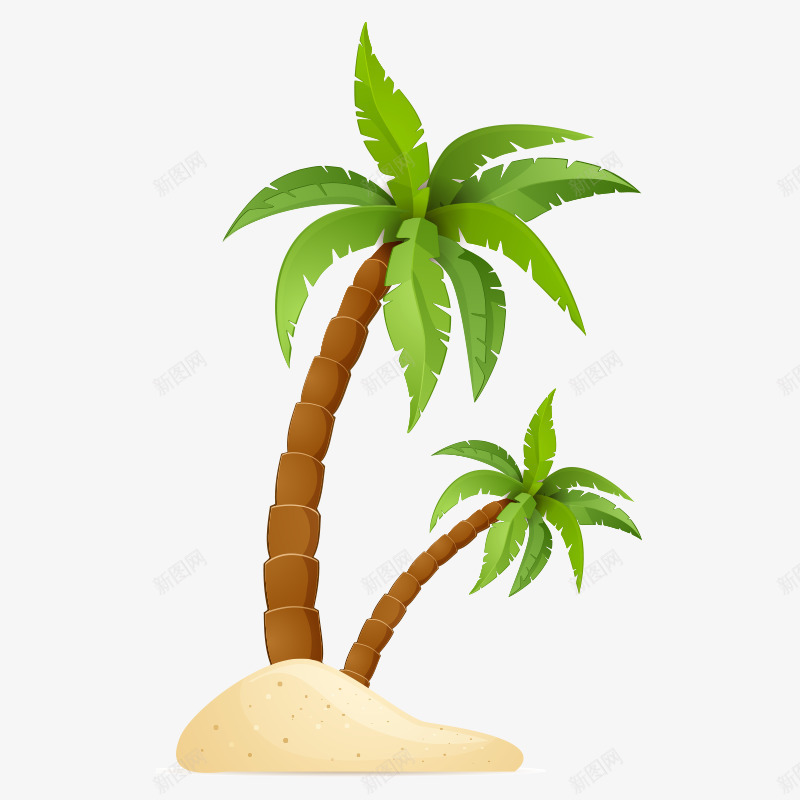 夏天元素海滩元素png免抠素材_新图网 https://ixintu.com 夏天元素 树 树木 椰子树 沙滩素材 海滩元素