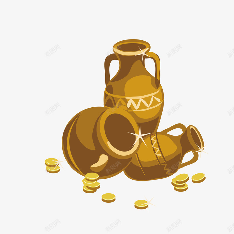 金色罐子矢量图eps免抠素材_新图网 https://ixintu.com 卡通 图案 罐子 艺术品 装饰品 金子 金属 金币 金色 雕刻 雕塑 矢量图
