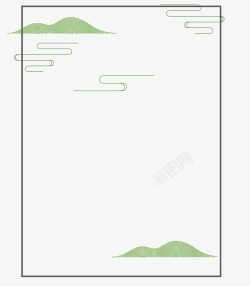 绿色山峰手绘中国风线框高清图片