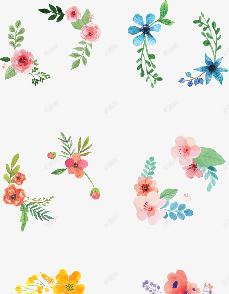 手绘水彩画效果花卉边框png免抠素材_新图网 https://ixintu.com 唯美 手绘 手绘鲜花 植物边框 水墨效果 水彩画 水彩花 水彩花边框 绿叶 花卉 花卉边框 花朵