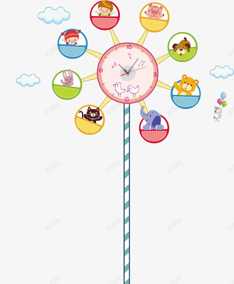 摩天轮里的动物png免抠素材_新图网 https://ixintu.com 创意 小动物 摩天轮 简单风