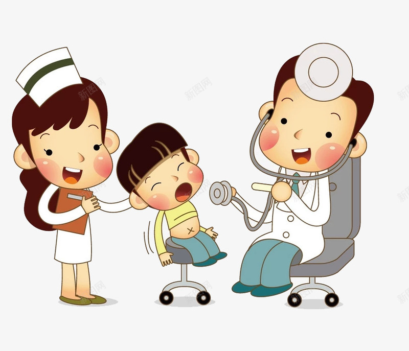 看病的男孩png免抠素材_新图网 https://ixintu.com 医生 卡通 听诊器 手绘 护士 男孩 白大褂 简图 行医