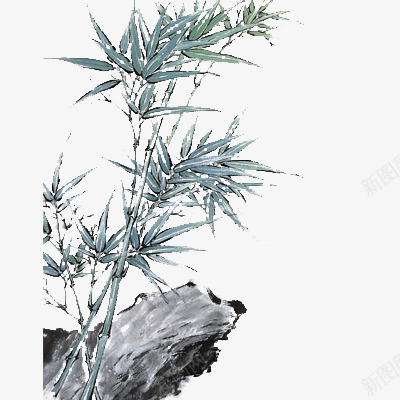 古代画png免抠素材_新图网 https://ixintu.com 古代四君子之一 水墨画 竹子