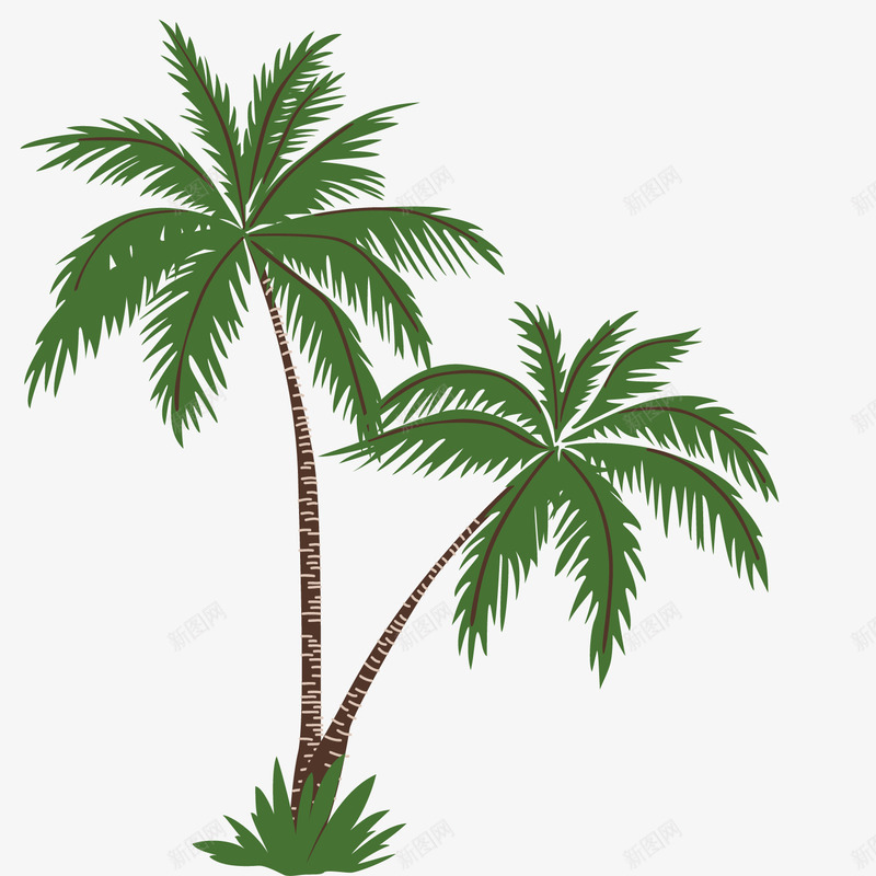 绿色植物树木矢量图ai免抠素材_新图网 https://ixintu.com 创意 夏季植物 时尚 椰子树 绘画 花草 装饰 矢量图