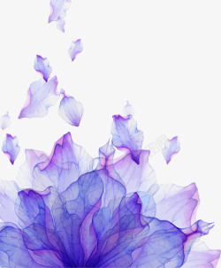 唯美花环边框紫色水墨花朵装饰图案高清图片