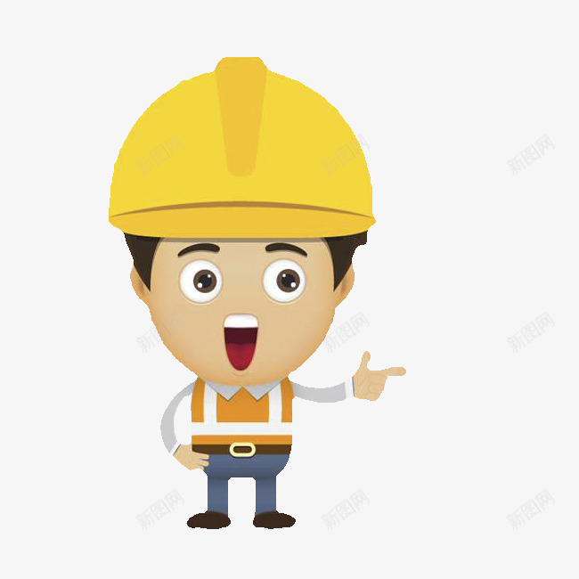 带黄帽指挥的卡通工人png免抠素材_新图网 https://ixintu.com 卡通 指挥 装修工 黄帽