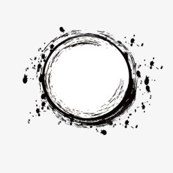 圆的图形毛笔圆框笔刷中国风水墨框高清图片