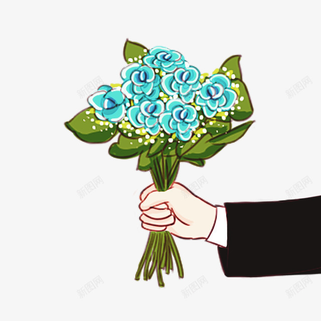 手拿玫瑰妖姬手势卡通手绘png免抠素材_新图网 https://ixintu.com 卡通 手势 玫瑰 蓝色妖姬