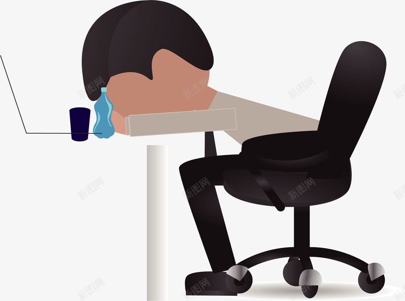 卡通手绘加班的孤独男孩png免抠素材_新图网 https://ixintu.com 上班 办公 加班 卡通男孩 商务办公 孤独男孩 扁平人物