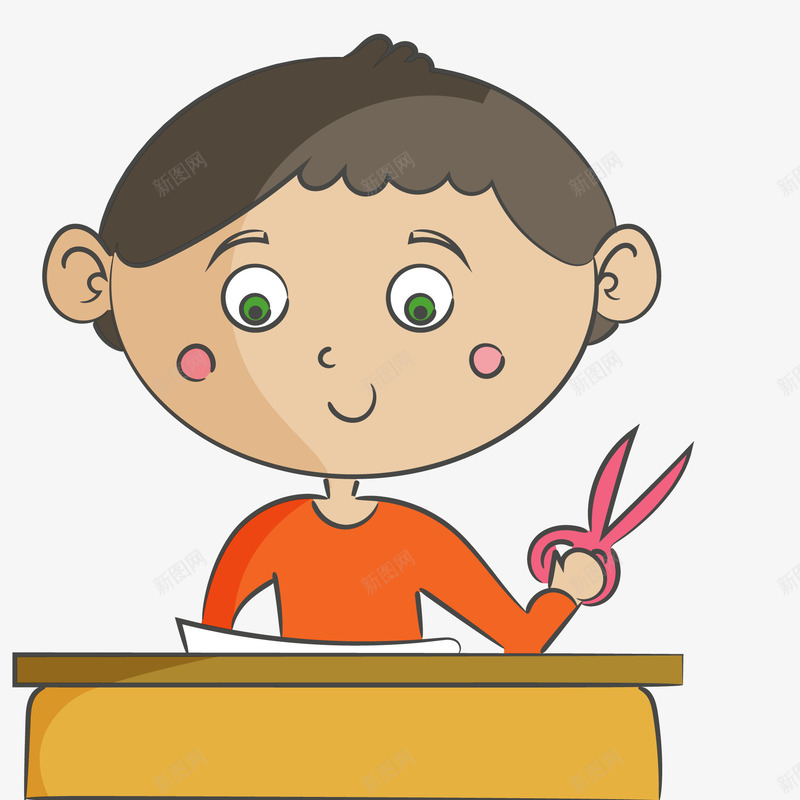 卡通做手工的小男孩矢量图ai免抠素材_新图网 https://ixintu.com 人物设计 做手工 卡通 学习 小男孩 微笑 矢量图