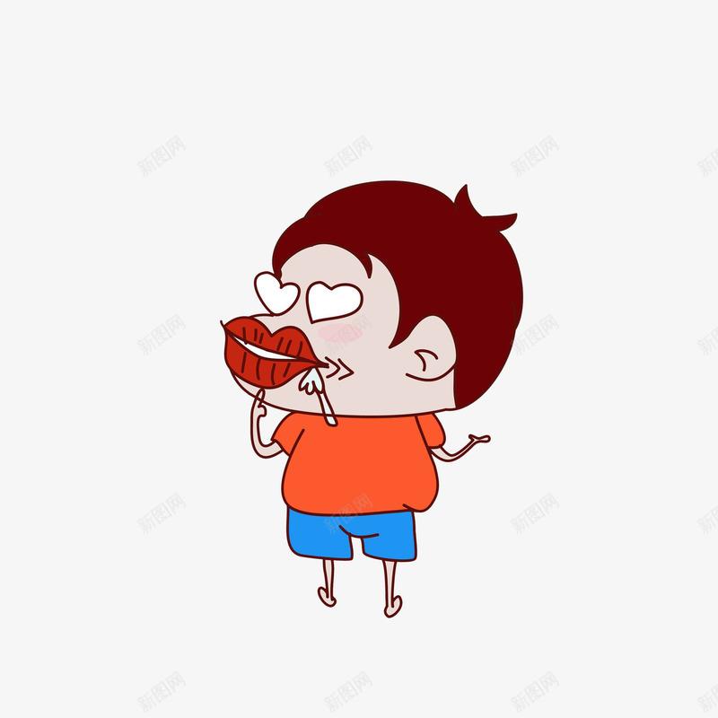 卡通爱心眼嘟流口水的男孩png免抠素材_新图网 https://ixintu.com 卡通男孩 嘟嘟嘴 嘟起嘴巴 流口水 眼冒爱心 色迷迷