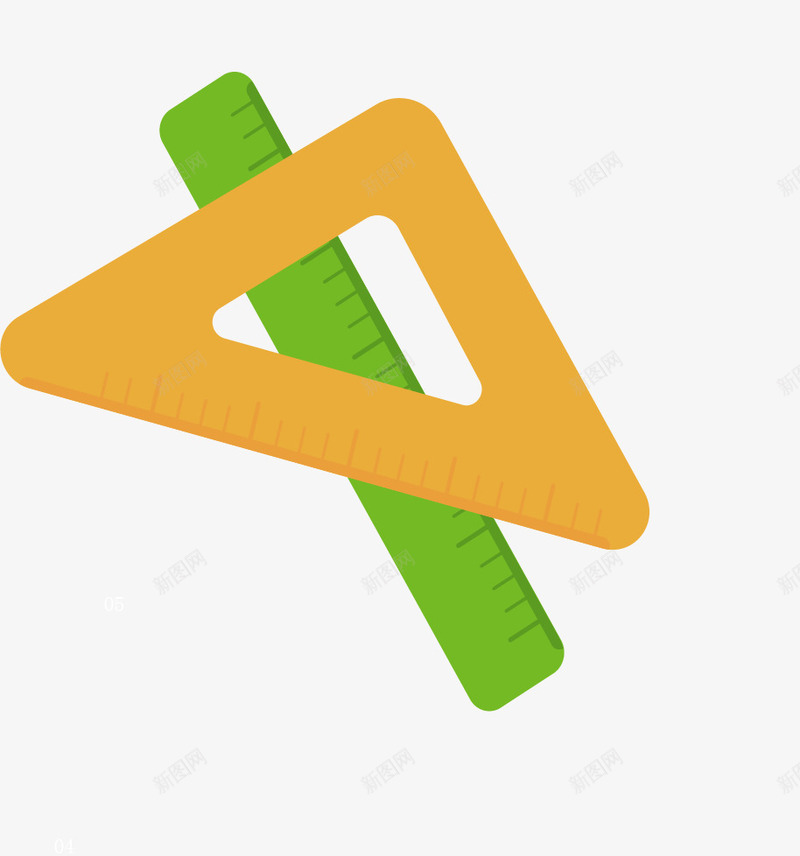 手绘尺子和三角板矢量图ai免抠素材_新图网 https://ixintu.com 三角尺 尺子 教育工具图片 教育素材 矢量图