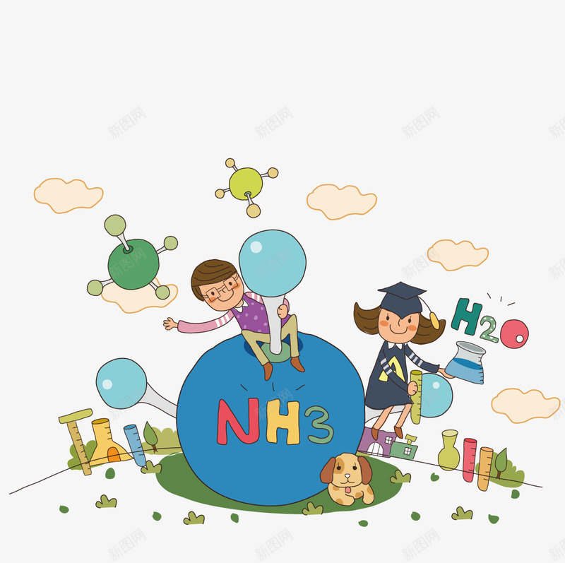 做实验的化学家png免抠素材_新图网 https://ixintu.com 分子式 化学家 实验