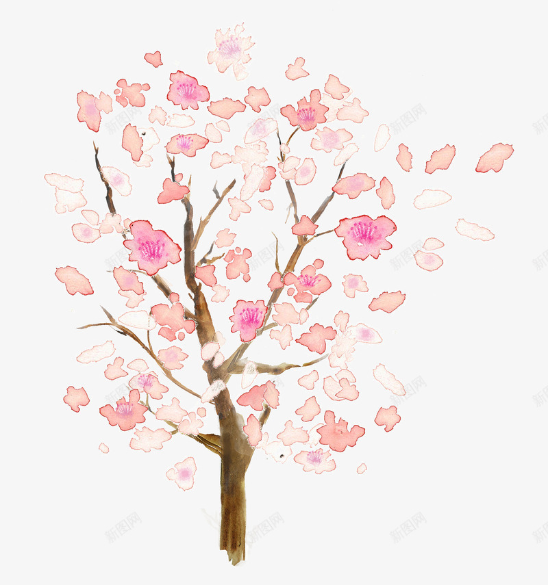 手绘粉色桃花花瓣桃花树png免抠素材_新图网 https://ixintu.com 手绘桃花树 手绘桃花瓣 手绘花瓣 桃花树 桃花瓣散花 粉色桃花瓣 花瓣