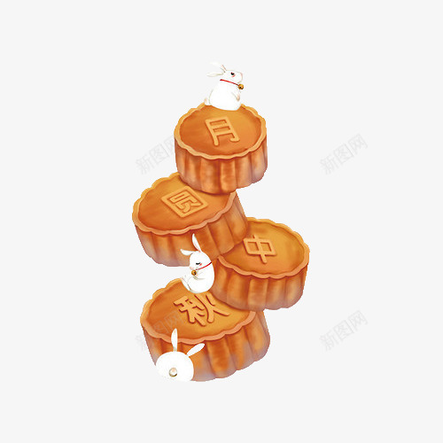 中秋月饼卡通psd免抠素材_新图网 https://ixintu.com 中秋月饼 兔子 卡通 可爱