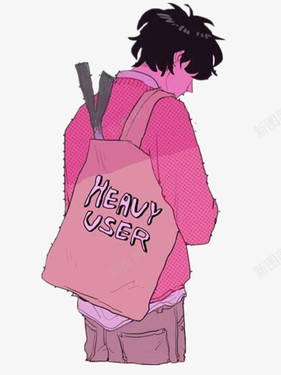 沮丧的男孩png免抠素材_新图网 https://ixintu.com 人物 凌乱的头发 叹气沮丧 粉色 背包