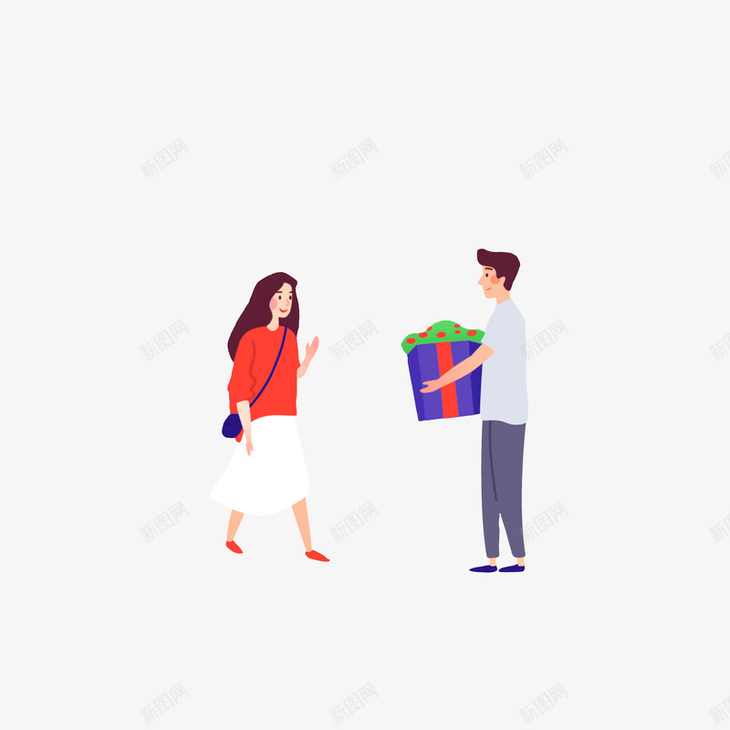 情人节情侣约会元素png免抠素材_新图网 https://ixintu.com 520 告白节 情人节 情侣 插画人物 表白日