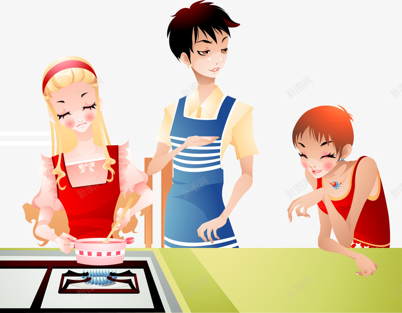 在厨房做饭的人们png免抠素材_新图网 https://ixintu.com 做饭 健康 厨房 安全