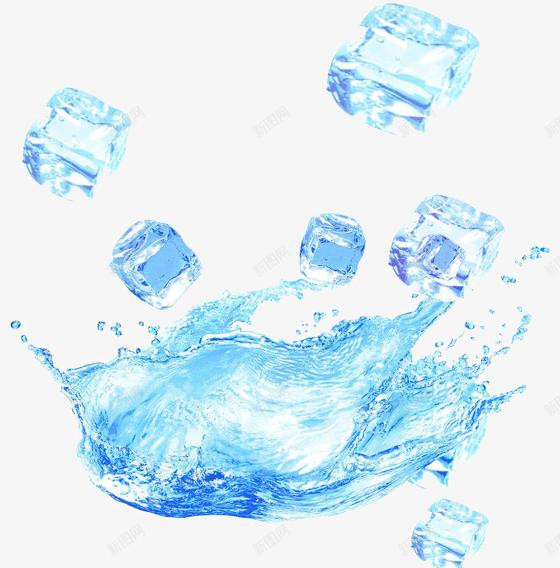 水冰png免抠素材_新图网 https://ixintu.com 冰块 夏日 水花 清凉 蓝色