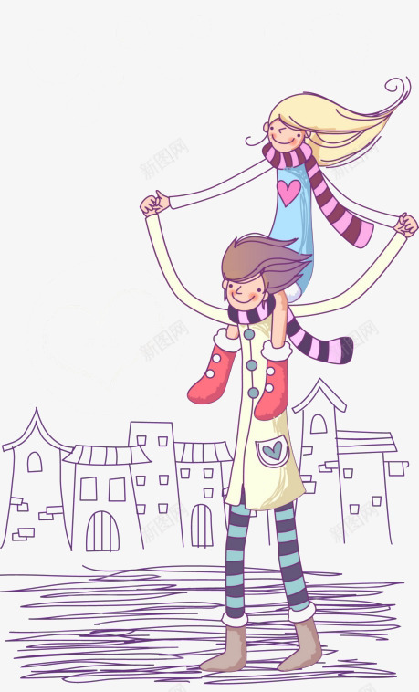 骑在肩膀上的女孩png免抠素材_新图网 https://ixintu.com 恋爱 爱情 男女朋友