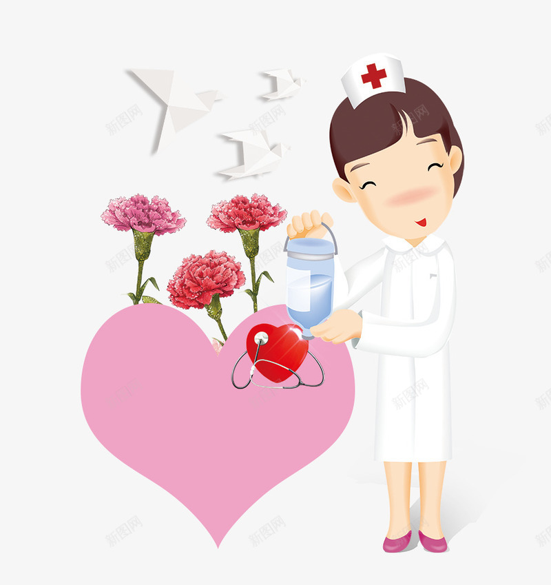512国际护士节白衣天使卡通天使psd免抠素材_新图网 https://ixintu.com 512国际护士节 免抠 免抠下载 医护人员 医院 卡通护士 白衣天使