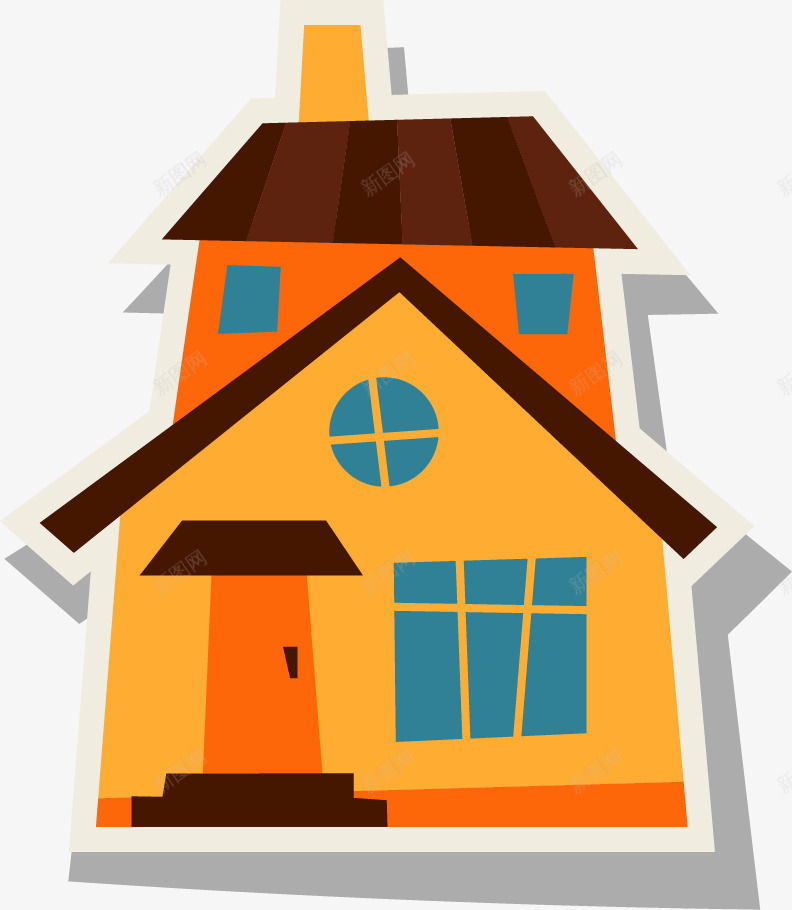 建筑楼房贴纸矢量图ai免抠素材_新图网 https://ixintu.com 别墅 厂房 商铺 建筑 房子 楼房 纸 矢量图