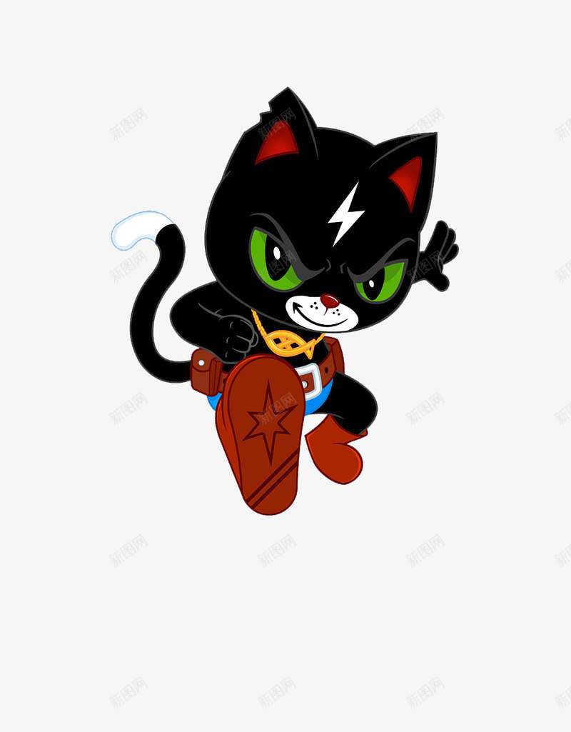 酷酷的闪电猫png免抠素材_新图网 https://ixintu.com 卡通 酷 闪电猫 黑色