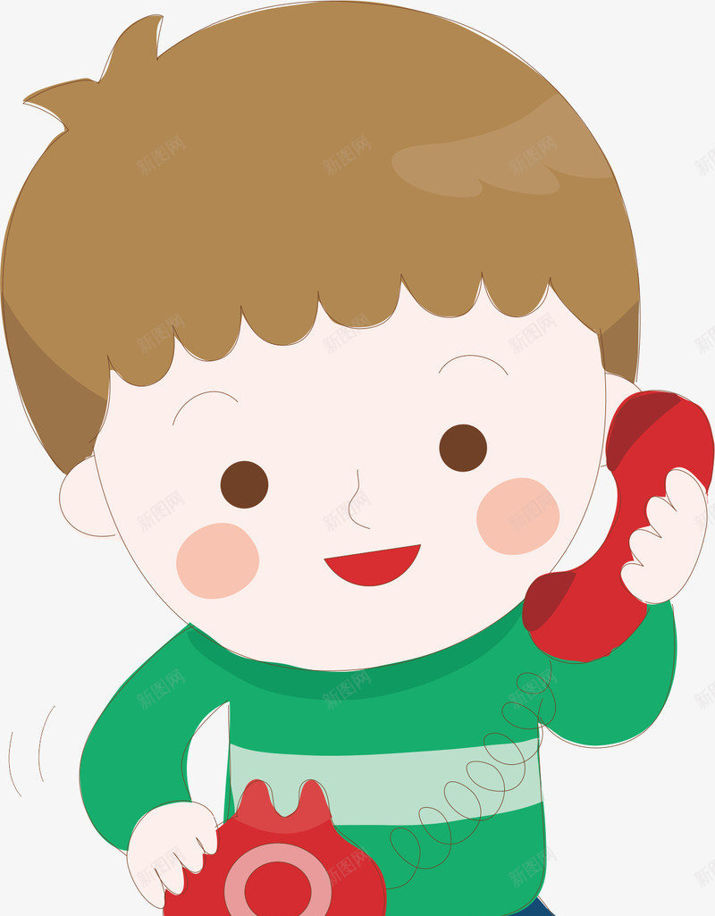 打电话的小男孩矢量图ai免抠素材_新图网 https://ixintu.com 卡通人物 打电话儿童 打电话的人 接电话 电话机 男生 矢量图