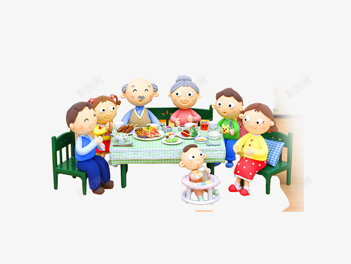 全家人泥人聚餐卡通装饰元素png免抠素材_新图网 https://ixintu.com 元素 全家人 卡通 捏泥人 泥人 聚餐 装饰