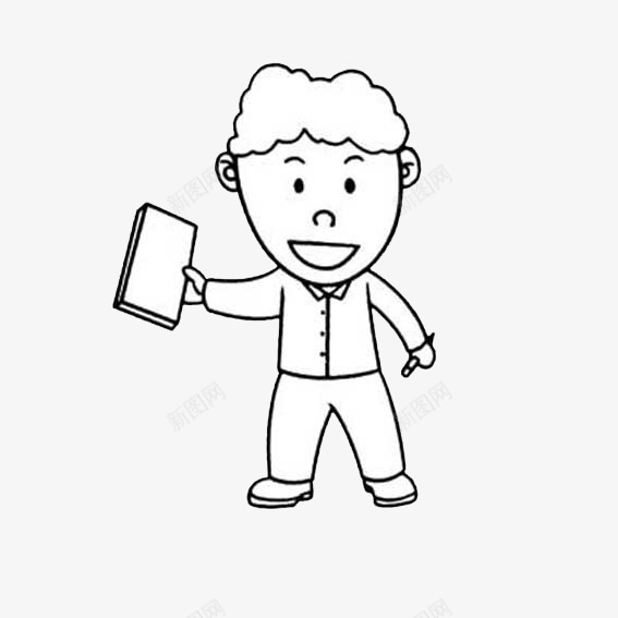 手拿书本和笔的小男孩简笔画png免抠素材_新图网 https://ixintu.com 图案 小男孩 拿着东西的人 效果 简笔画 简约风格 装饰