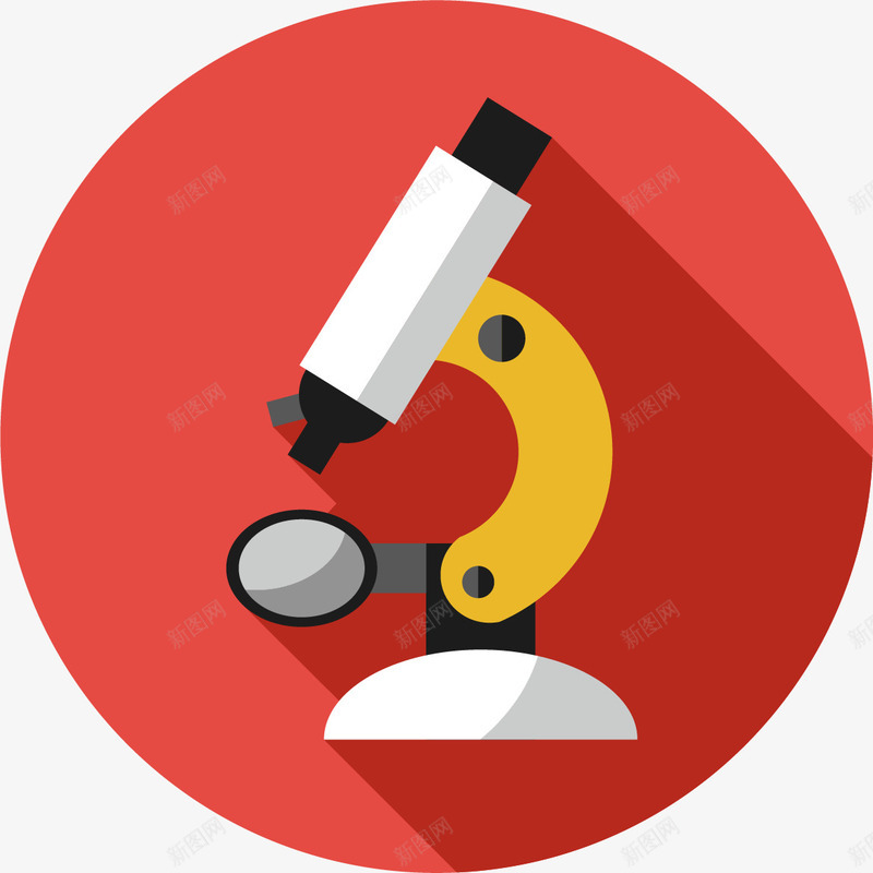 生物课图标png_新图网 https://ixintu.com 学习ico 学校教育 扁平化 显微镜 生物课 红色 红色图标