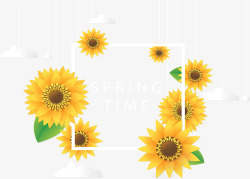 黄色春天花朵边框矢量图素材