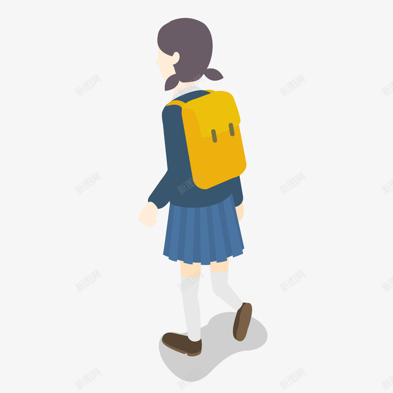 卡通背着书包的女孩矢量图ai免抠素材_新图网 https://ixintu.com 上学 书包 人物设计 卡通 女孩 学习 矢量图